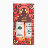 Wild Jasmine product set with decorative packaging on a white background