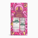 Cherry Blossom product set with two bottles and a decorative box on a white background